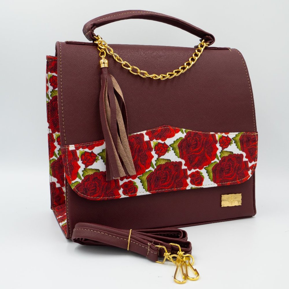 Faux Leather Crossbody Tote Bag